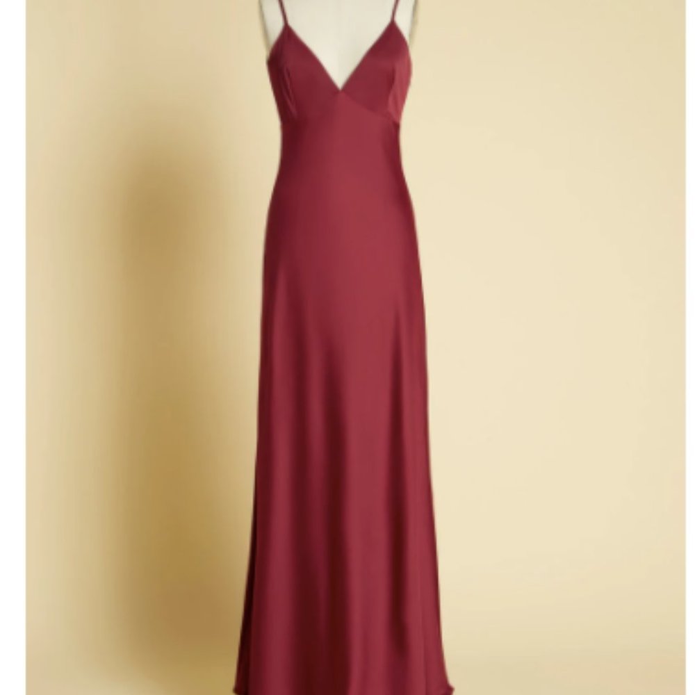 Brand New Elegant Burgundy Satin Dress, Size 4